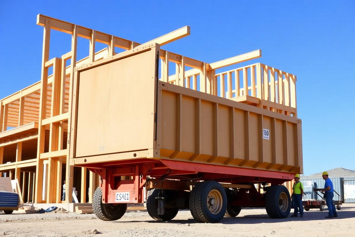 Roll-off container staged at an active construction site